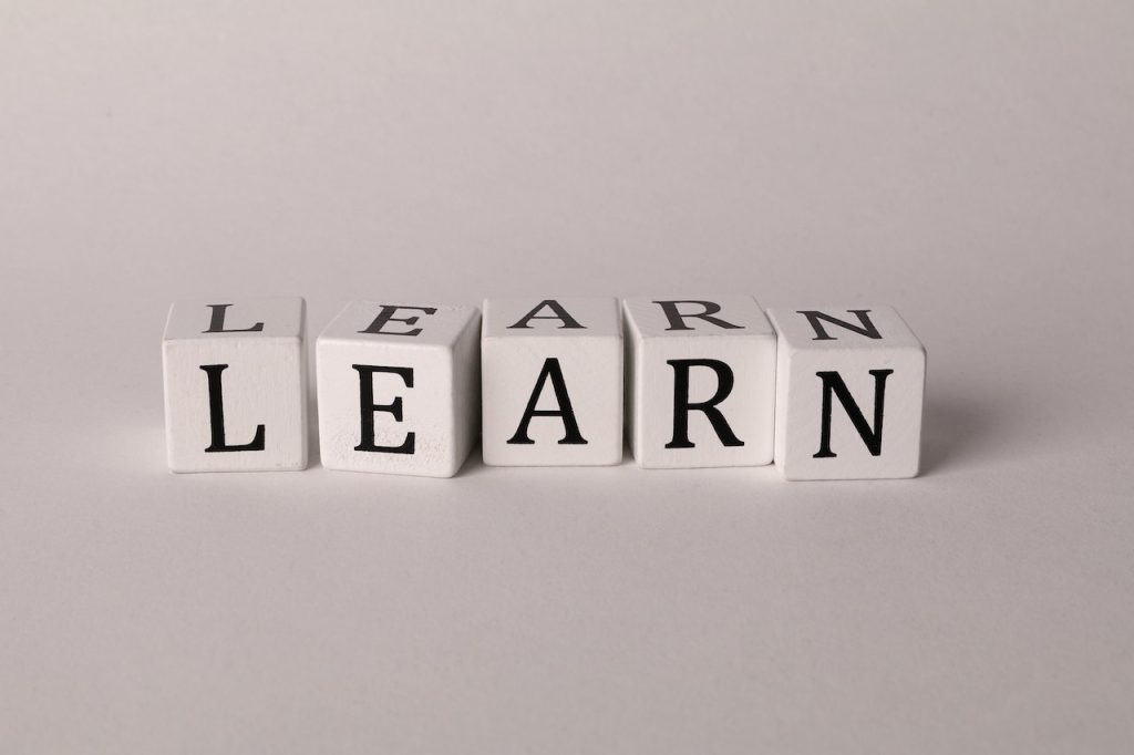 image of blocks that spells "learn"